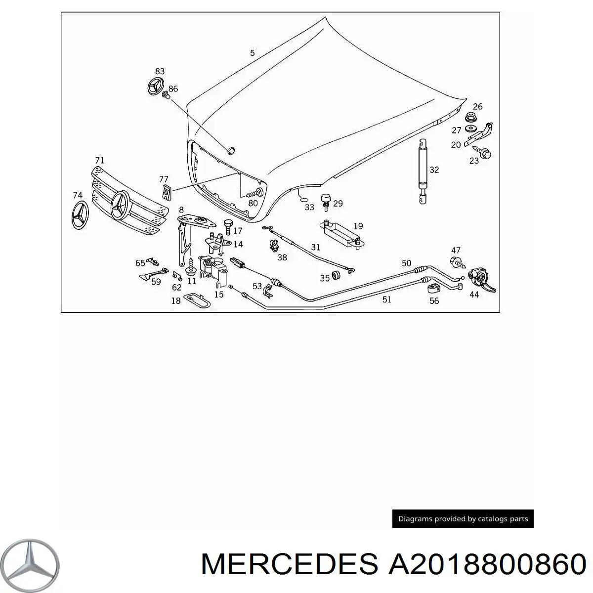 Купить A2018800860 Mercedes Замок капота