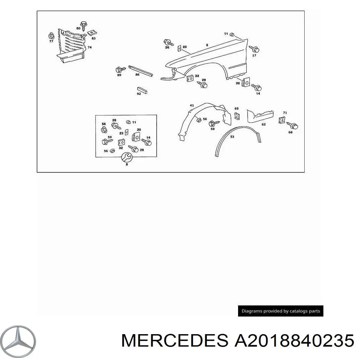 Купить A2018840235 Mercedes Подкрылок передний правый