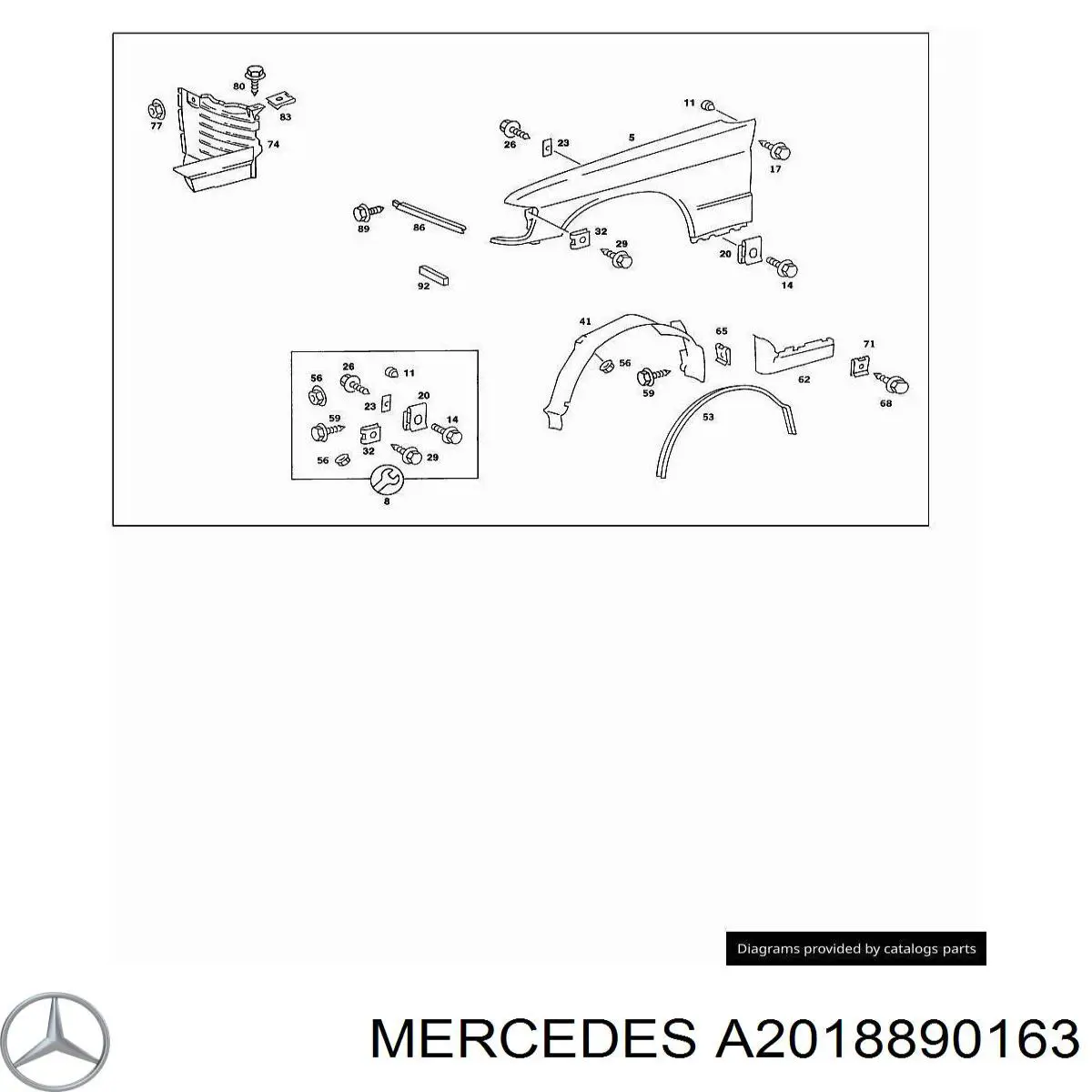 Ресничка левой фары на Mercedes C (W201)