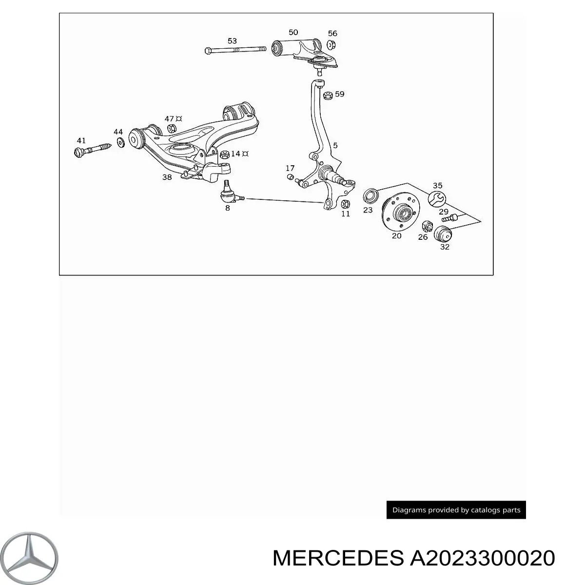 Pino moente (extremidade do eixo) dianteiro esquerdo para Mercedes C (S202)
