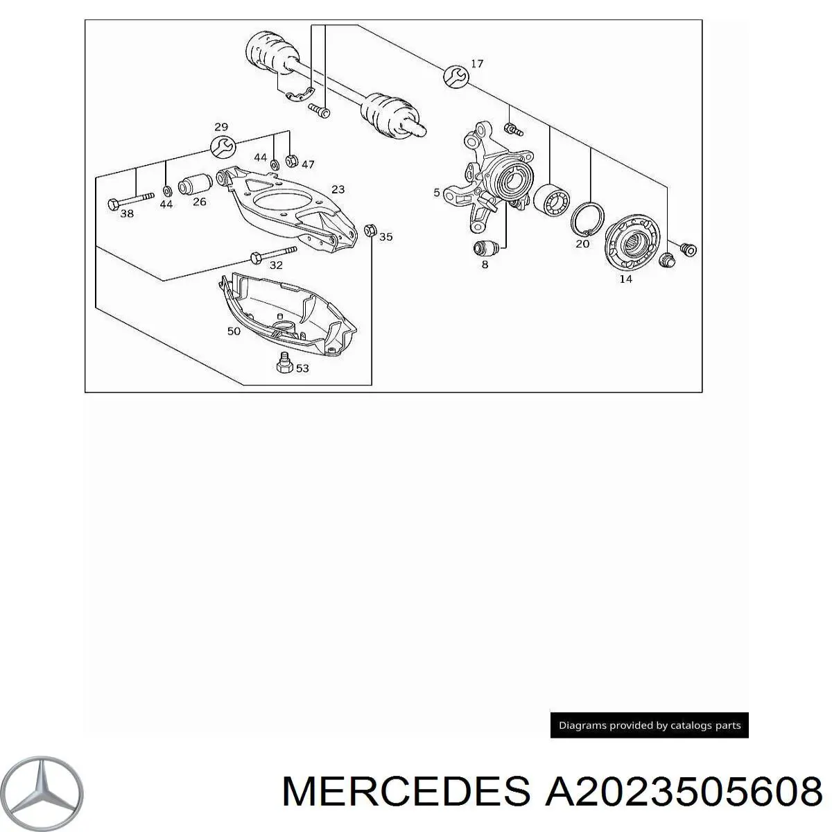 A2023505608 Mercedes pino moente (extremidade do eixo traseiro esquerdo)