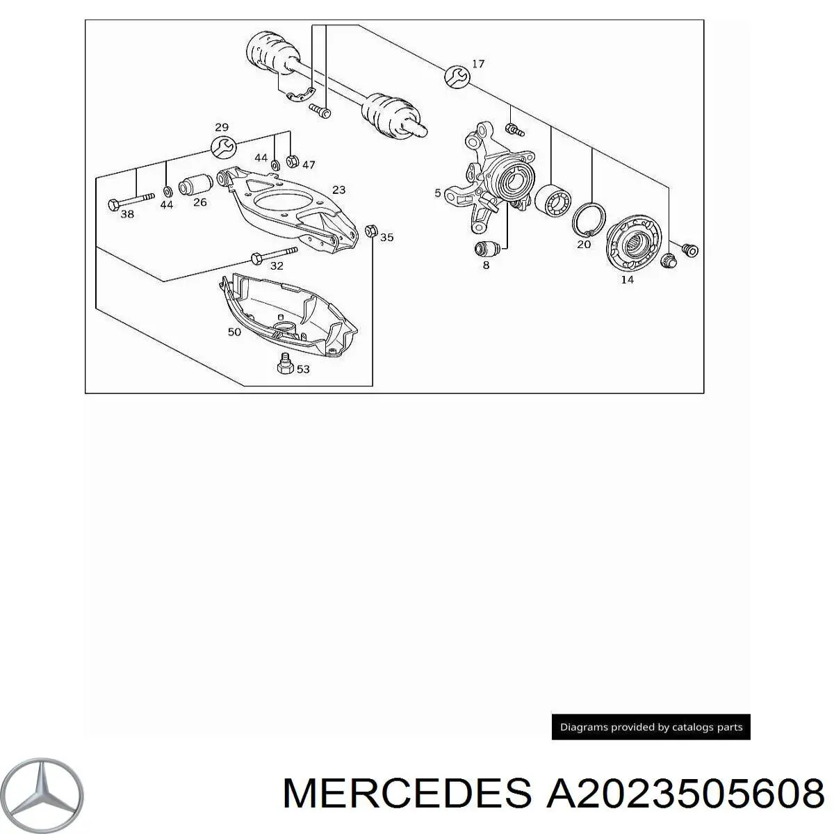 Цапфа (поворотный кулак) задний левый A2023505608 Mercedes