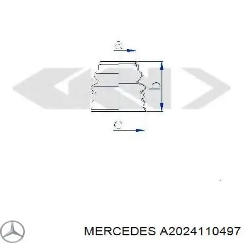 A2024110497 Mercedes bota de proteção do mecanismo de direção (de cremalheira)