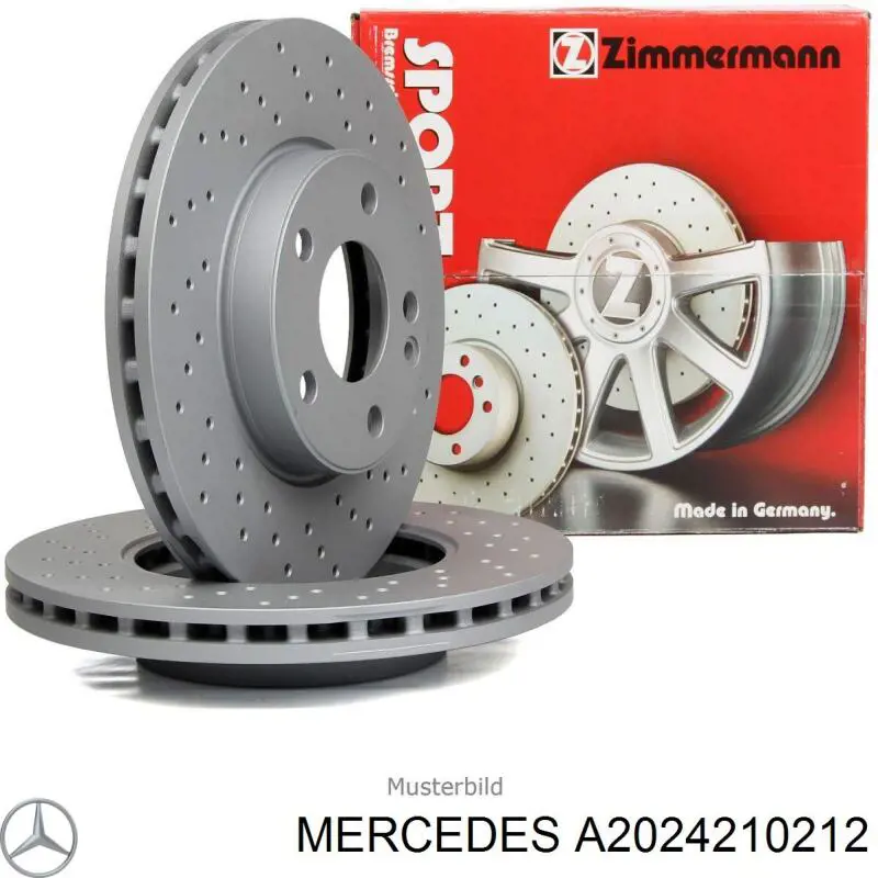 Передние тормозные диски A2024210212 Mercedes