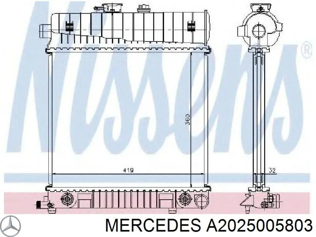 Радиатор A2025005803 Mercedes