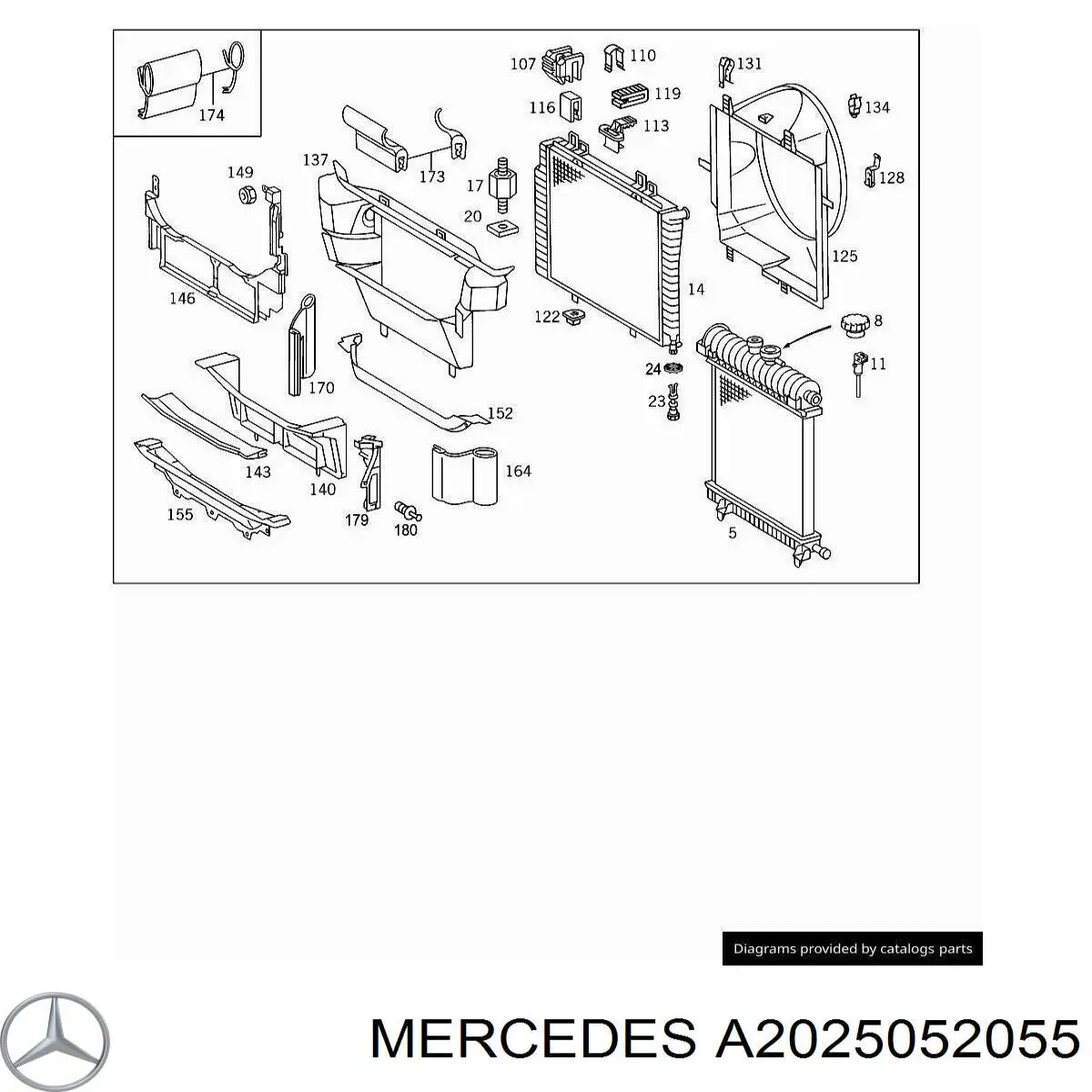 2025052055 Mercedes difusor do radiador de esfriamento