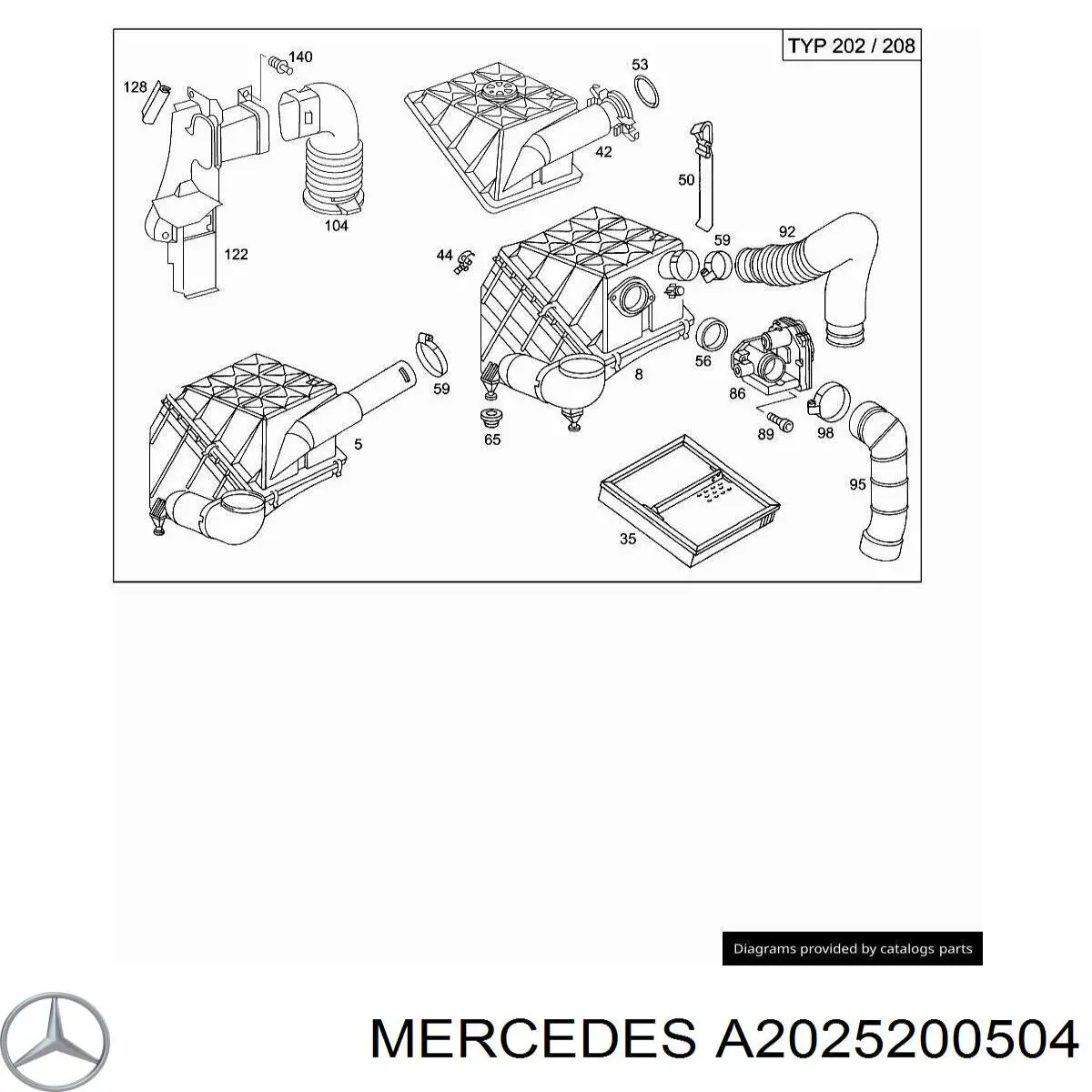A2025200204 Mercedes Воздухозаборник воздушного фильтра
