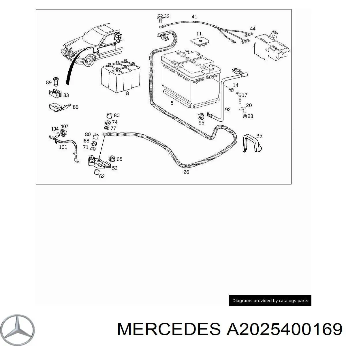 Колодка соединительная плюсового кабеля на Mercedes C (S202)