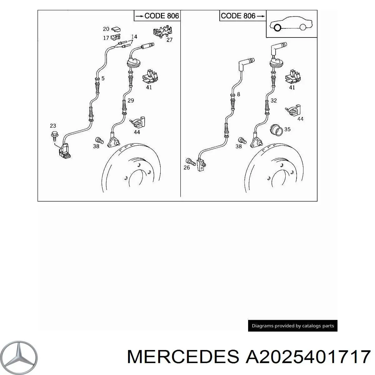 Датчик АБС (ABS) передний левый A2025401717 Mercedes