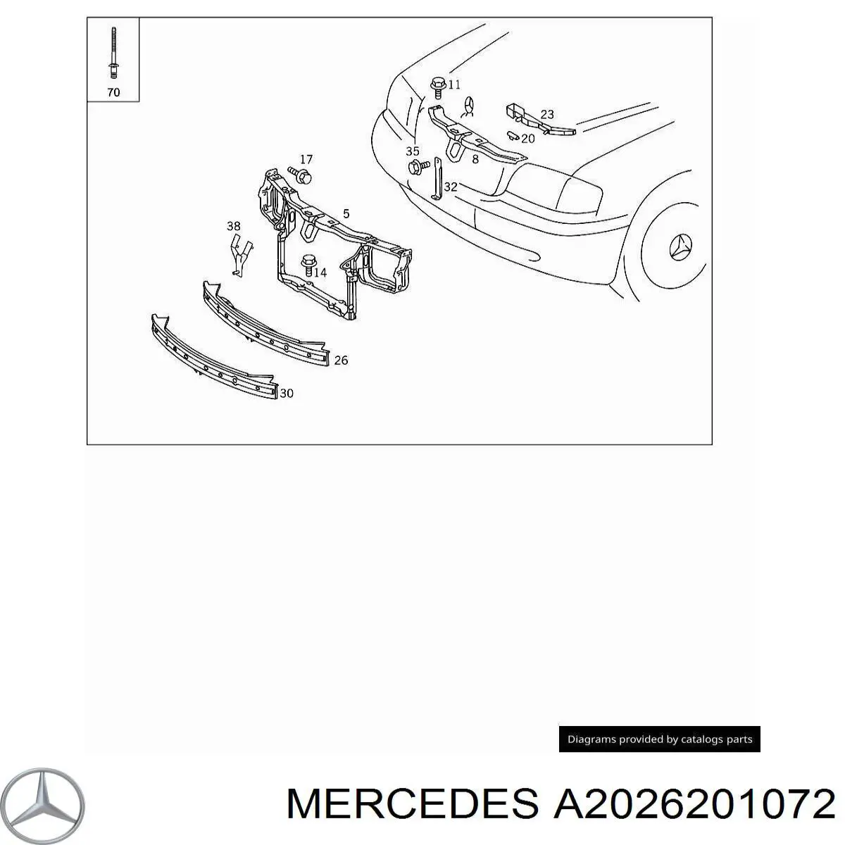 Купить A2026201072 Mercedes Монтажная панель крепления фар