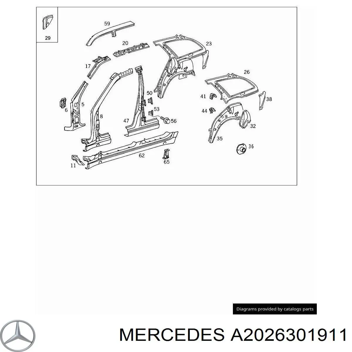 A2026301911 Mercedes стойка кузова центральная левая