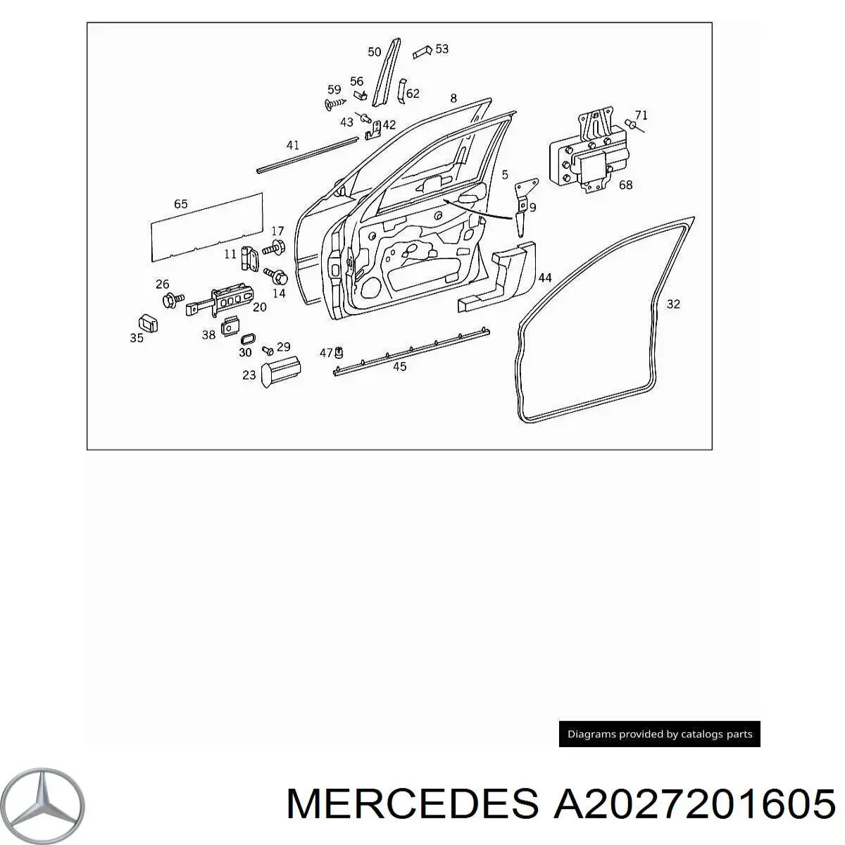 Передняя правая дверь Мерседес-бенц Ц S202 (Mercedes C)