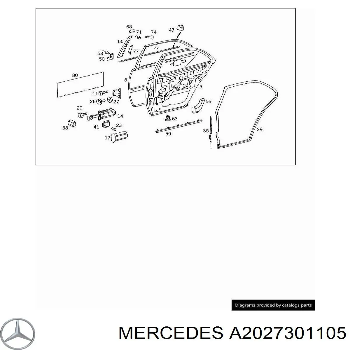 Задняя левая дверь Мерседес-бенц Ц W202 (Mercedes C)