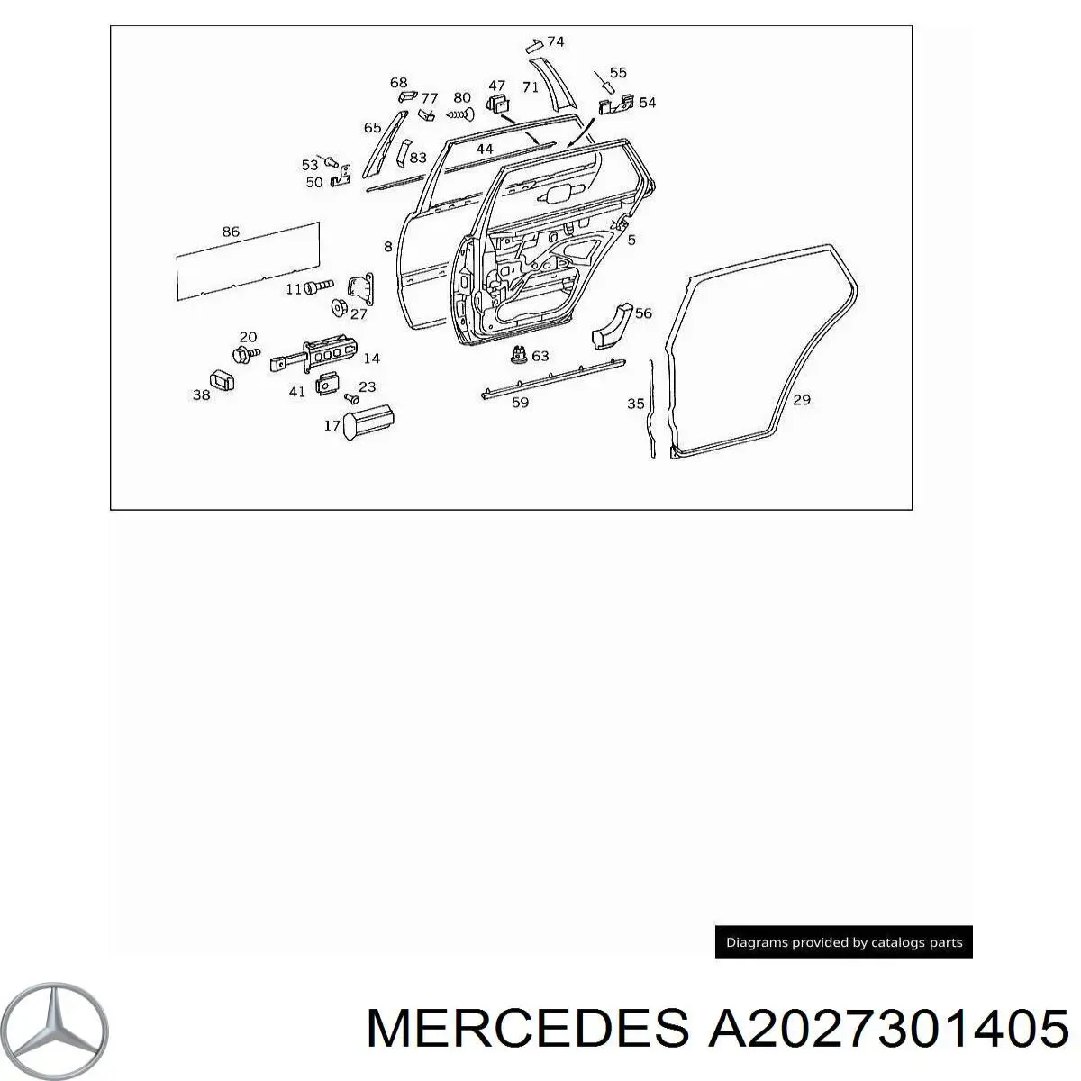 Porta traseira direita para Mercedes C (S202)
