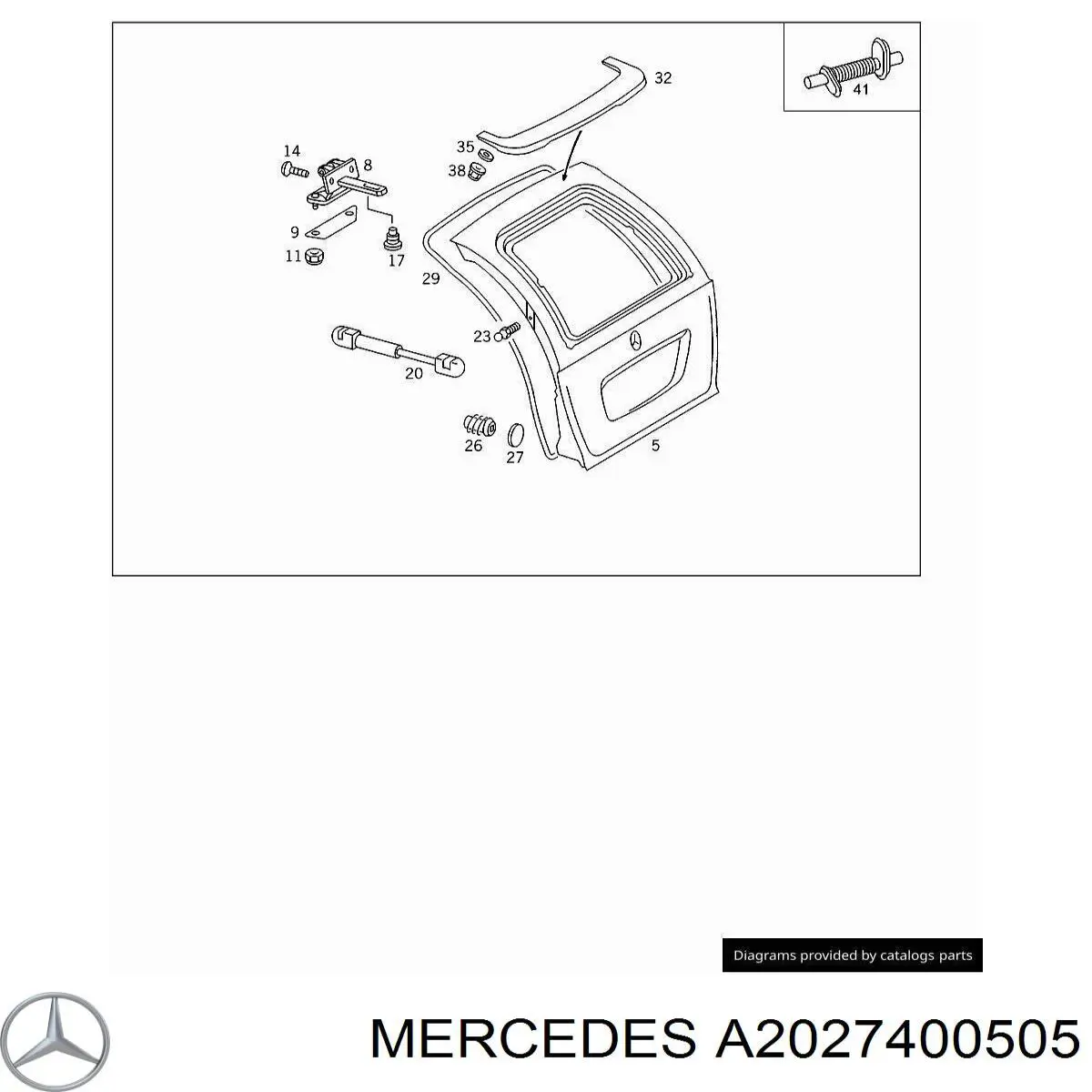 Porta traseira (3ª/5ª porta-malas (tampa de alcapão) para Mercedes C (S202)