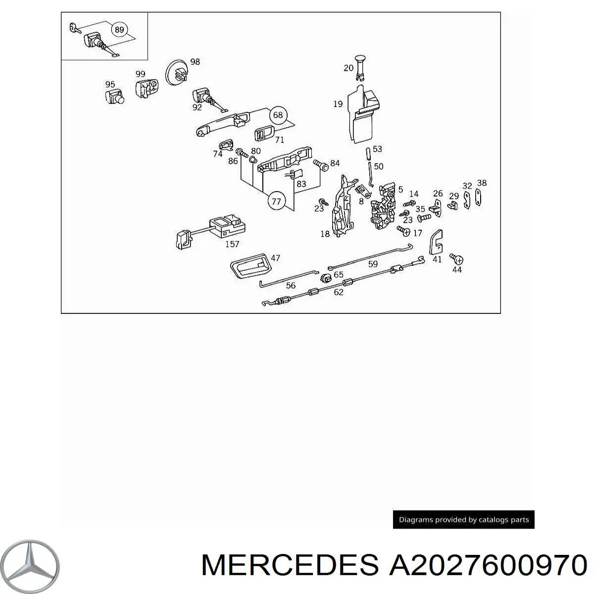A2027600970 Mercedes maçaneta dianteira esquerda externa da porta