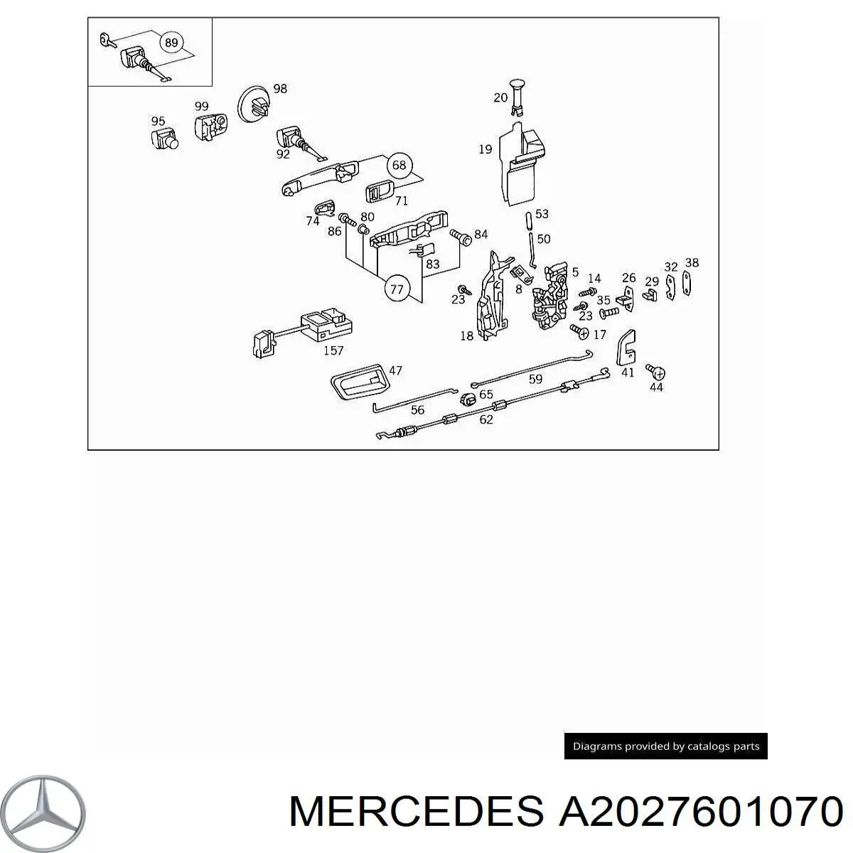 Maçaneta dianteira direita da porta externa para Mercedes C (W202)