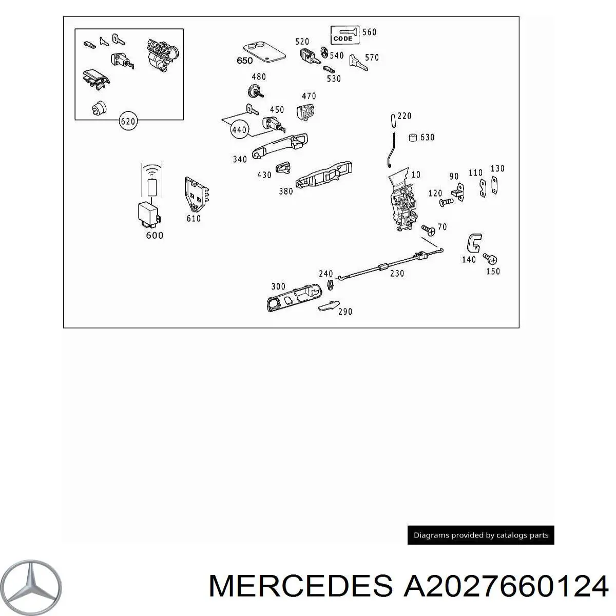 Ручка двери левой, внутренняя, перед/зад Mercedes A2027660124 цена, от 6.33 USD