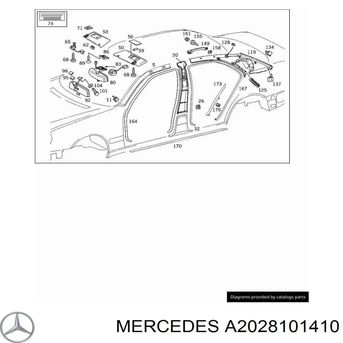 Купить A2028101410 Mercedes Козырек солнцезащитный