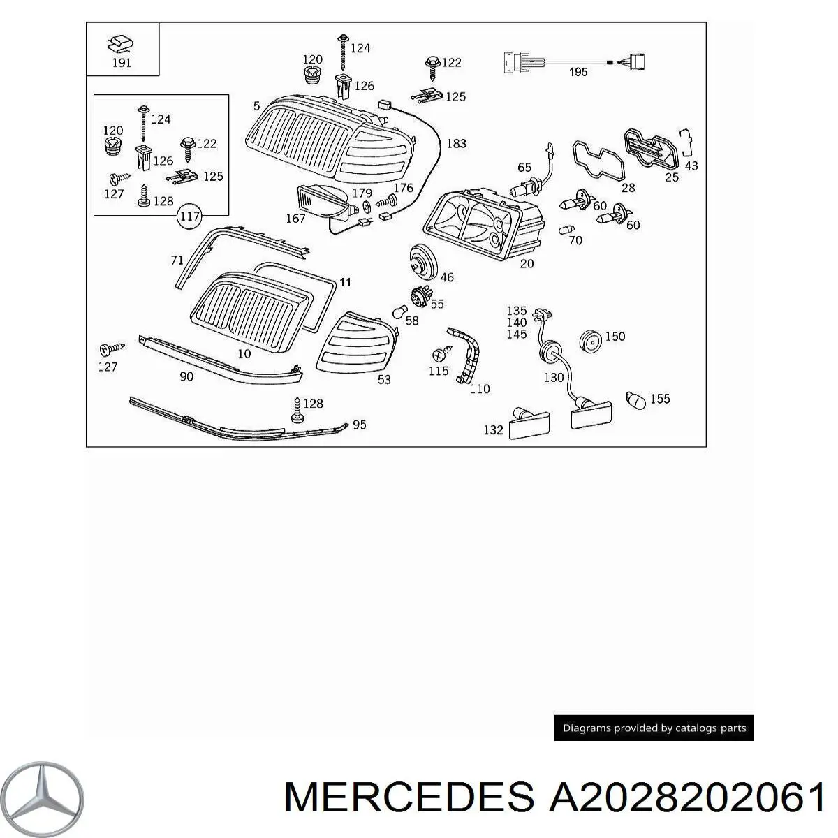 Фара правая A2028202061 Mercedes