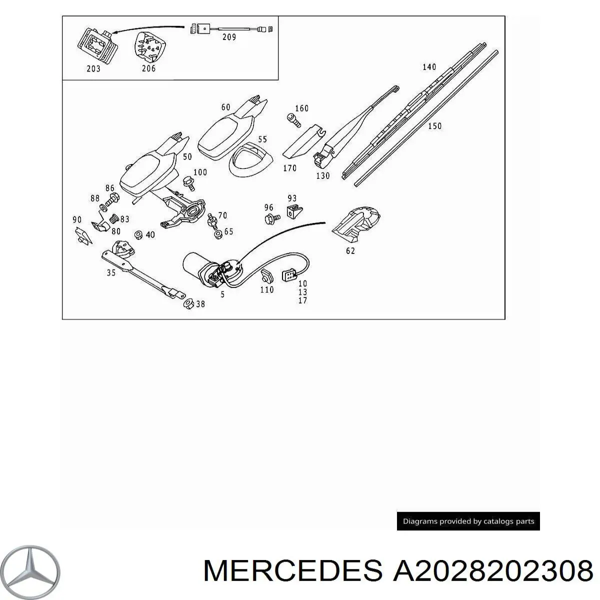 Купить A2028202308 Mercedes Мотор стеклоочестителя