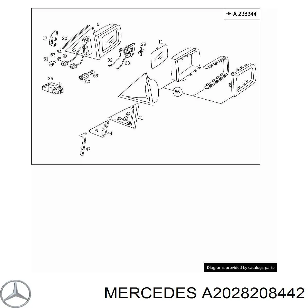 Мотор привода стекла зеркала, правого на Mercedes C (S202)