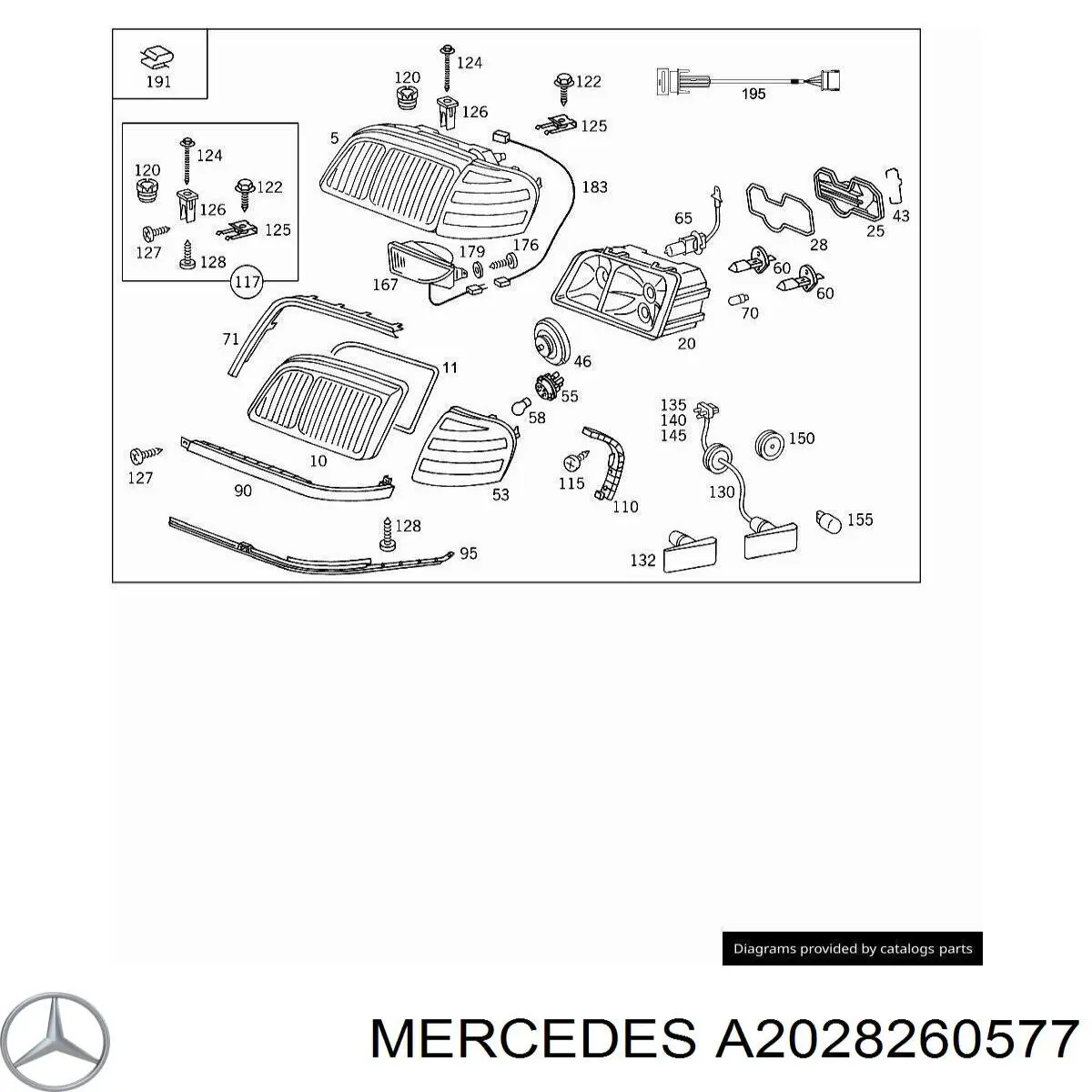 A2028260577 Mercedes ripa (placa sobreposta da luz esquerda)