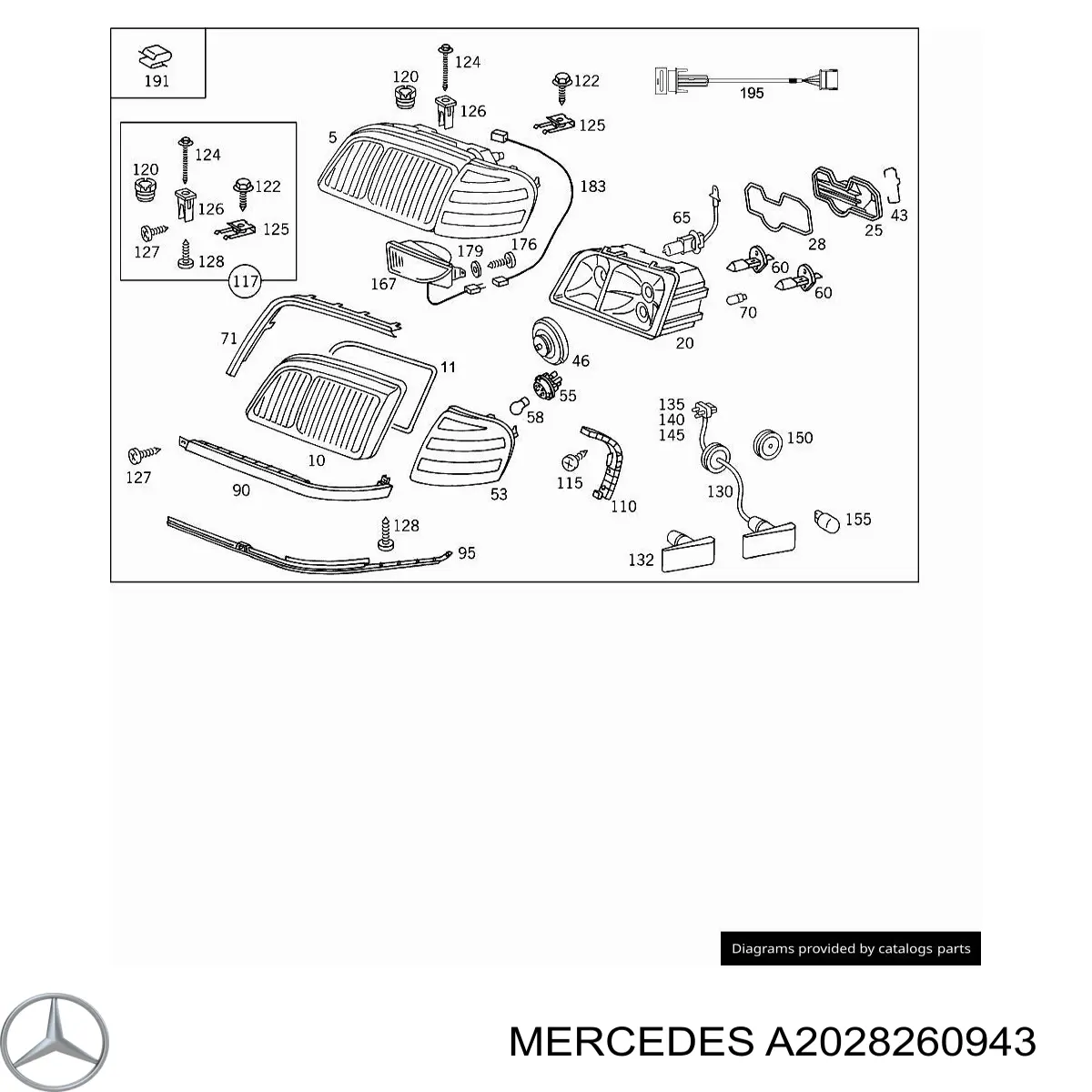A2028260943 Mercedes Передний фонарь указателя поворота