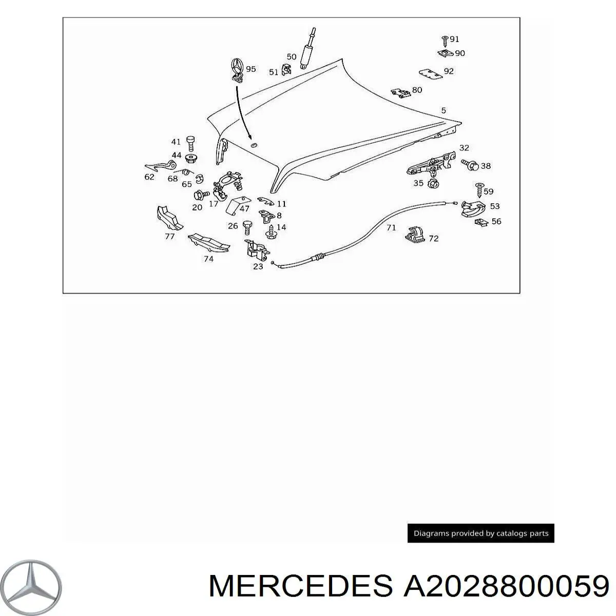 A2028800059 Mercedes трос открывания капота
