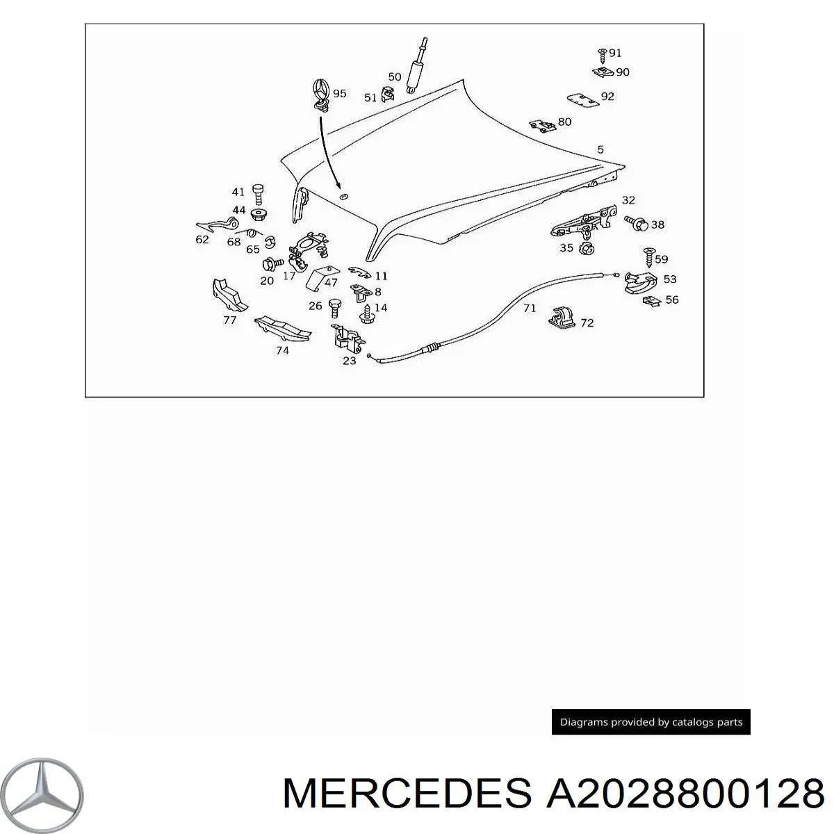 Петля капота, левая на Mercedes C (S202)