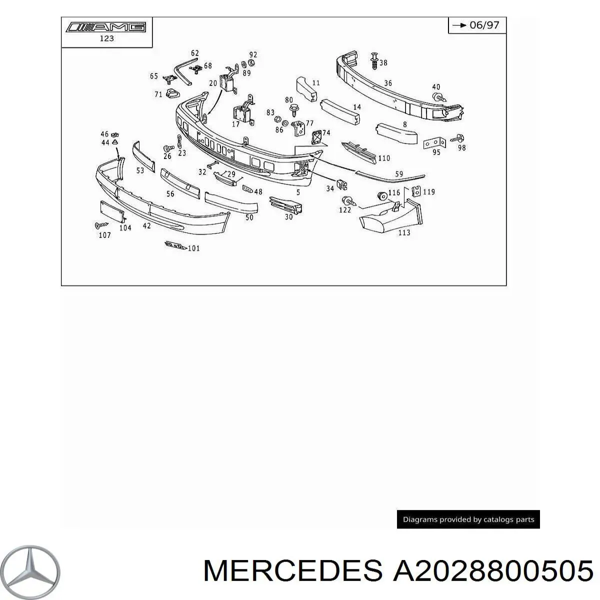 A2028800505 Mercedes grelha esquerda do pára-choque dianteiro