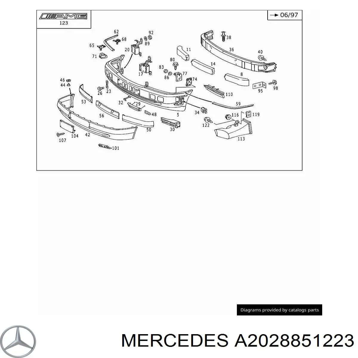 A2028851223 Mercedes решетка бампера переднего правая