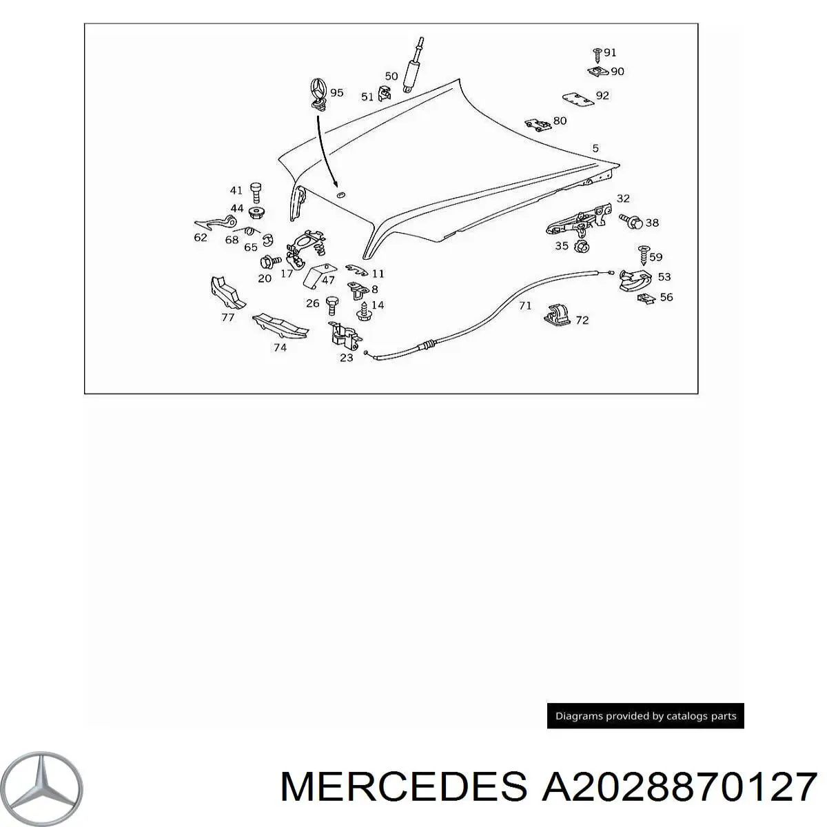 Язычок открывания капота Mercedes 2028870127 цена, от 1.44 USD