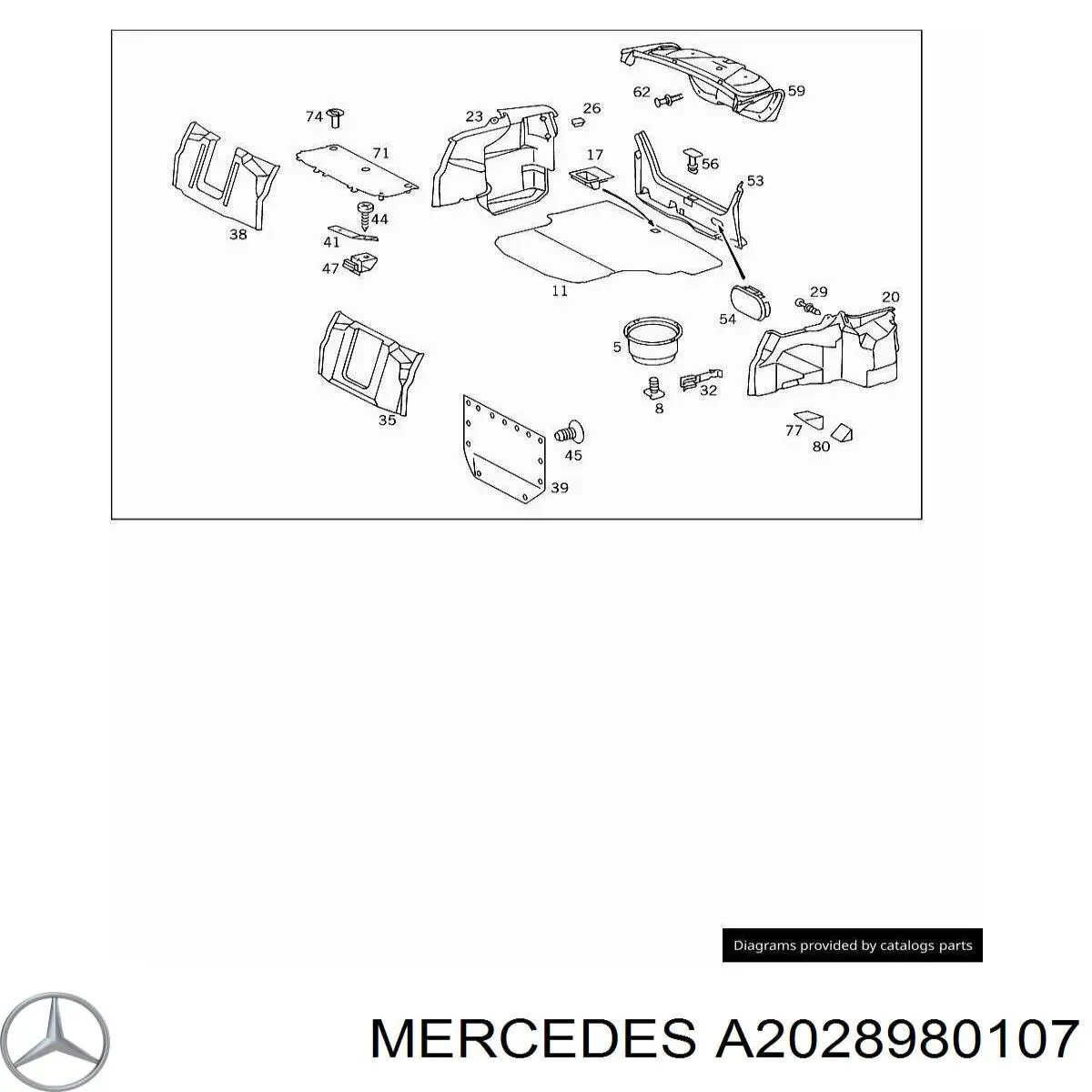 Крепление запасного колеса Mercedes A2028900007 цена, от 9.38 USD