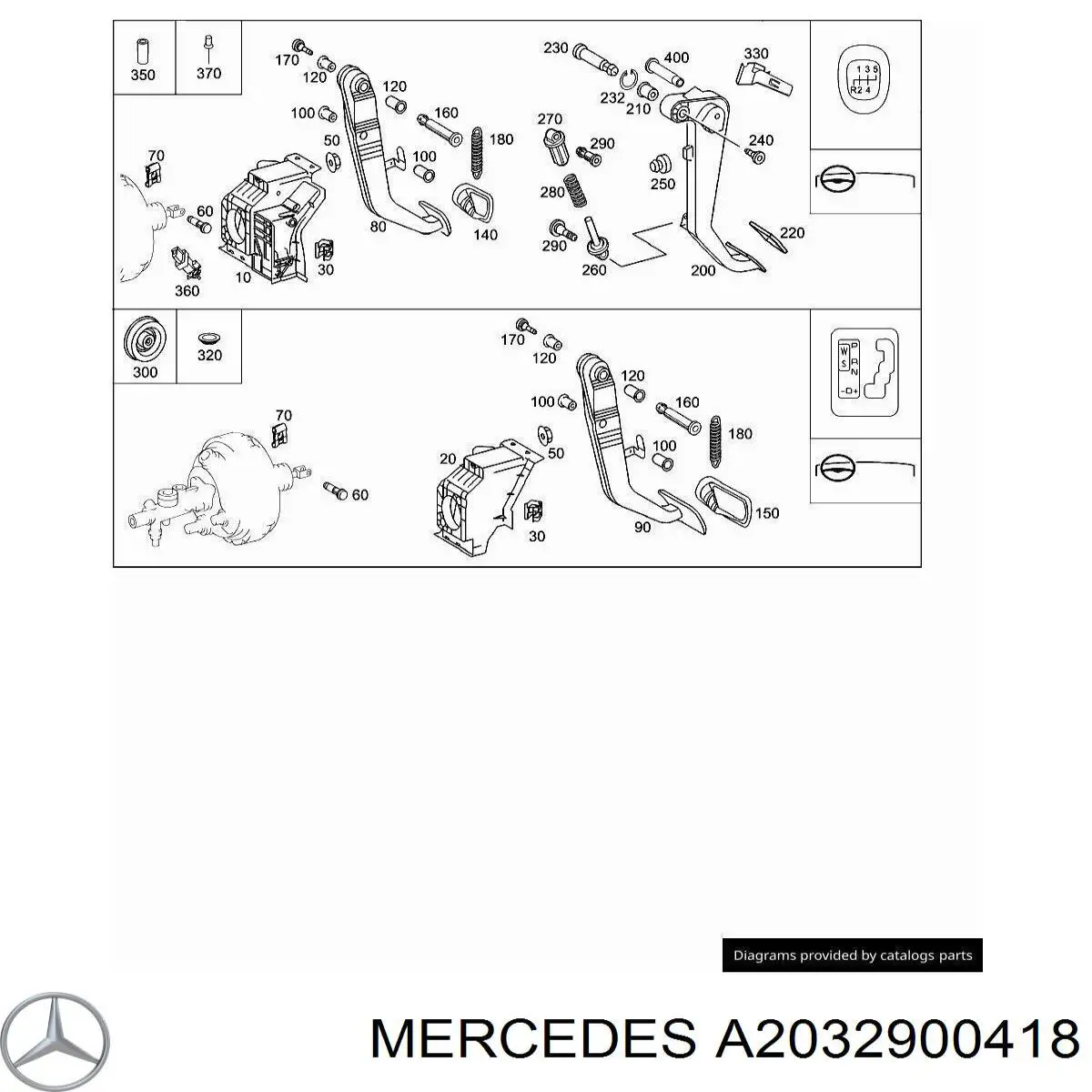 Педаль и привод механизма управления тормозами (привод тормозного крана) на Mercedes C (S203)