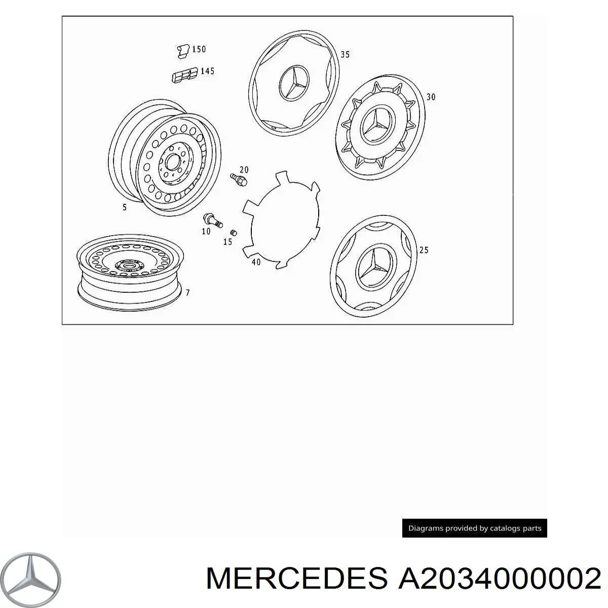 A2034000002 Mercedes discos de roda de aço (estampados)