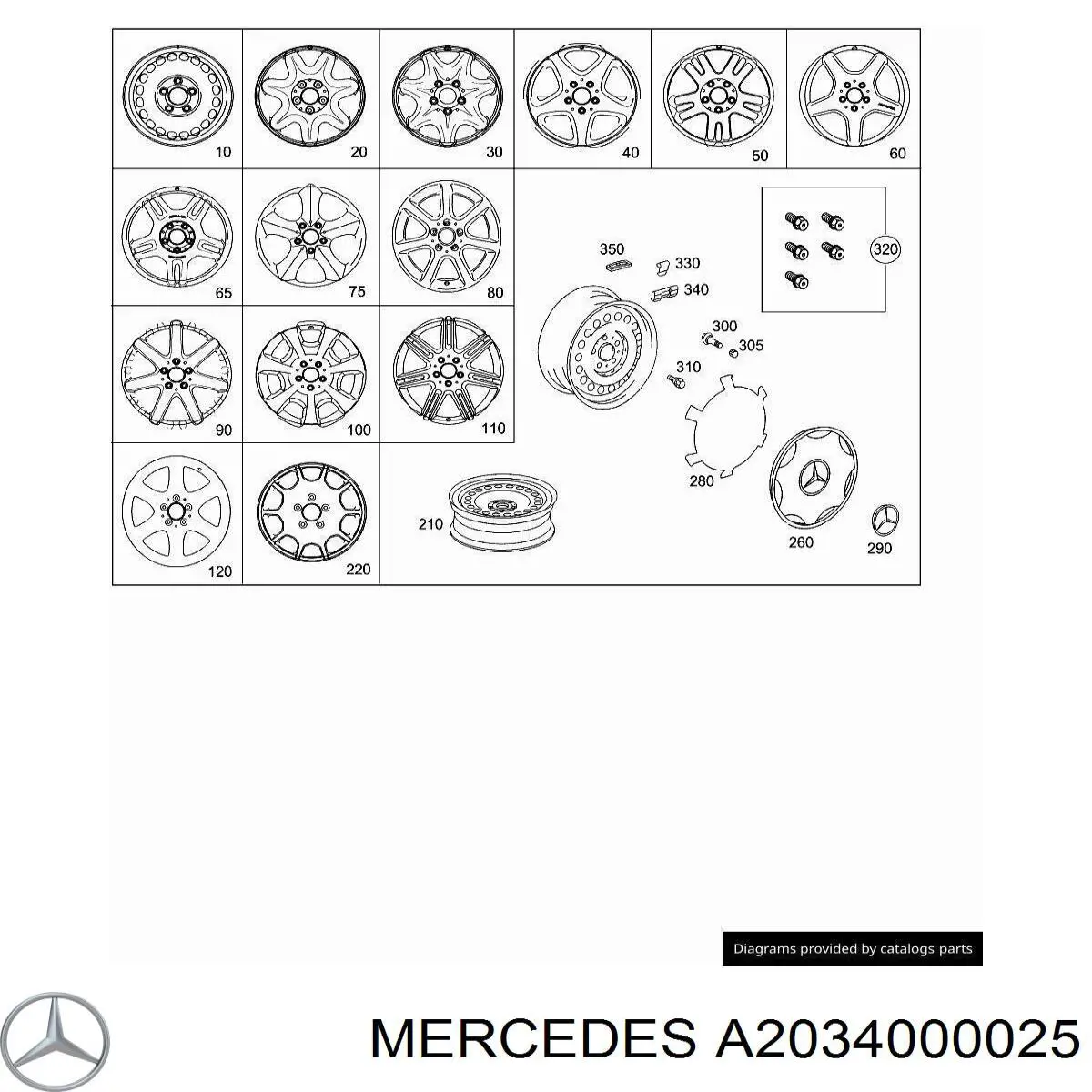 A2034000025 Mercedes coberta de disco de roda