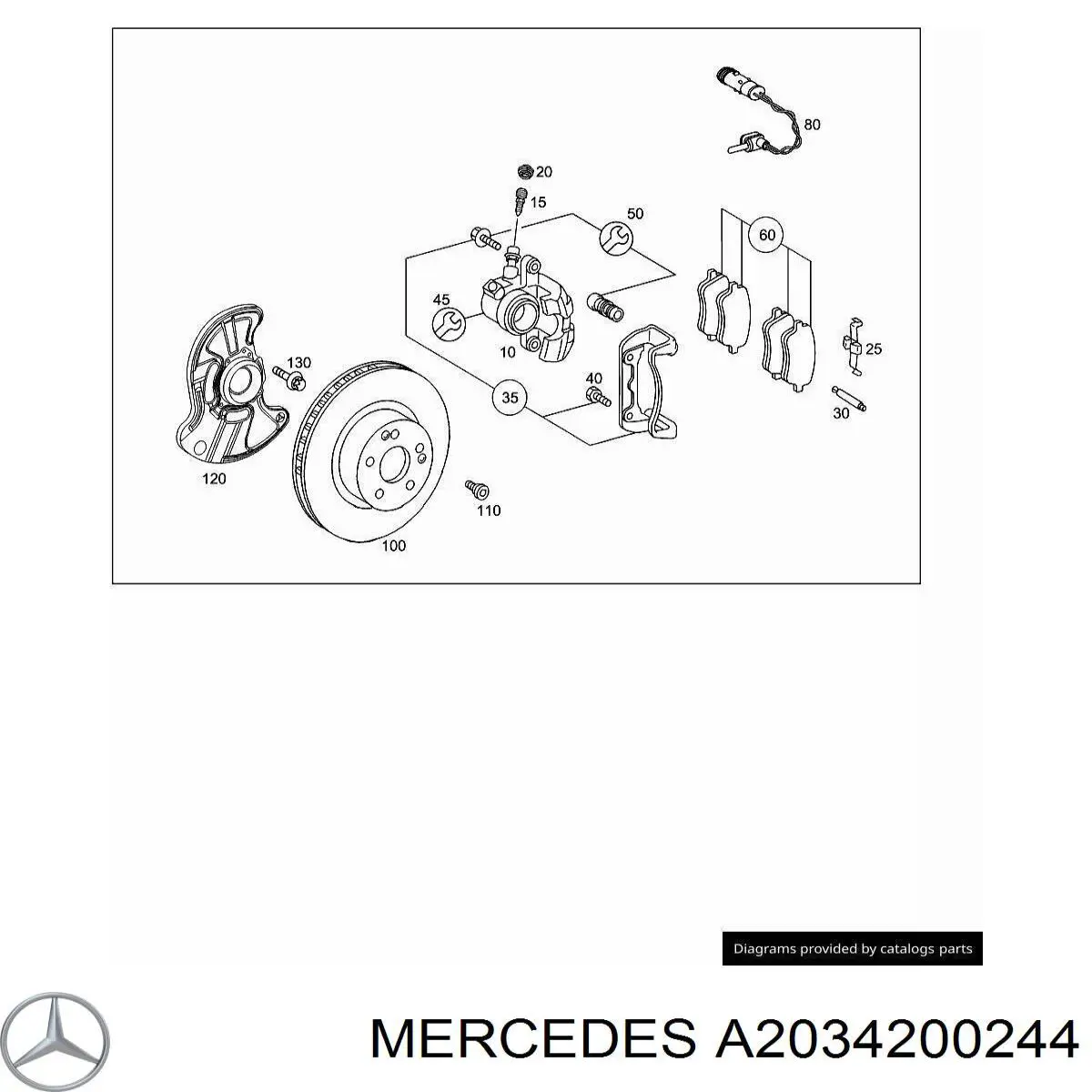 A2034200244 Mercedes защита тормозного диска переднего правого