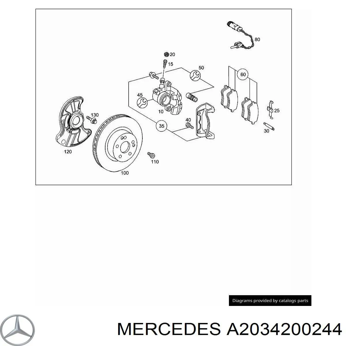 A2034200244 Mercedes proteção do freio de disco dianteiro direito