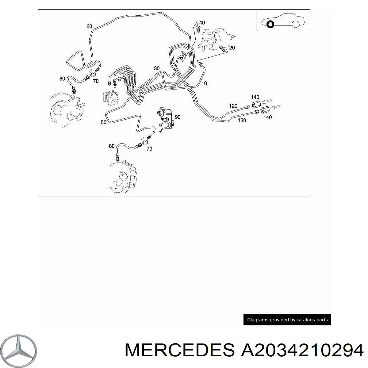 A2034210294 Mercedes Скоба тормозной трубки