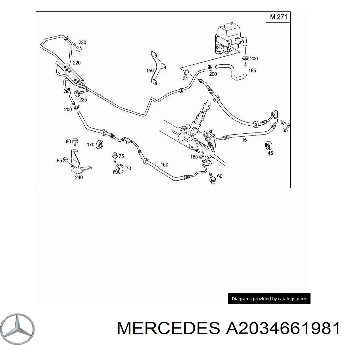 Купить A2034661981 Mercedes Шланг ГУР высокого давления