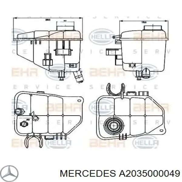 A2035000049 Mercedes tanque de expansão do sistema de esfriamento