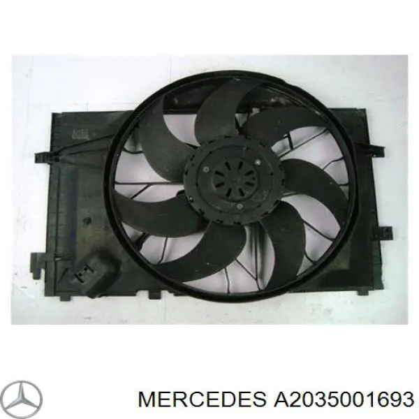 A2035001693 Mercedes difusor do radiador de esfriamento, montado com motor e roda de aletas