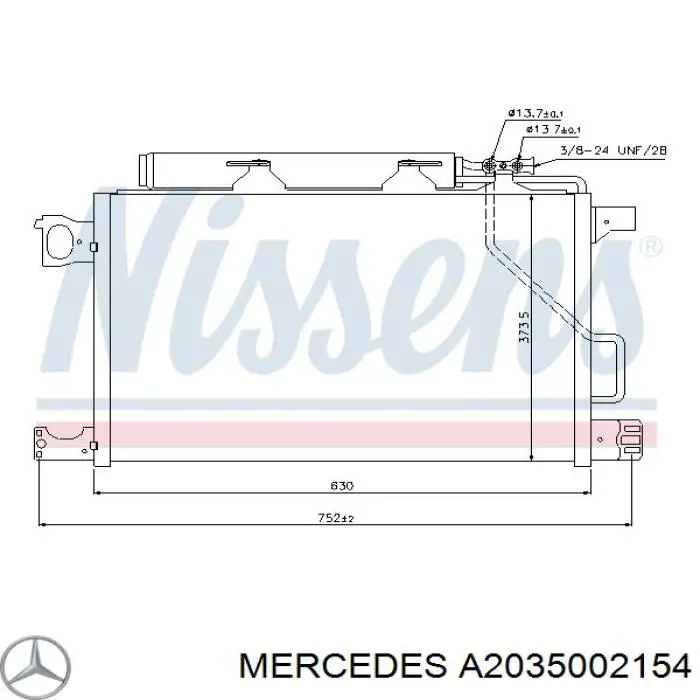 Купить A2035002154 Mercedes Радиатор системы охлаждения кондиционера