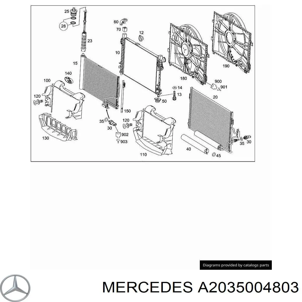 A2035004803 Mercedes radiador de esfriamento de motor