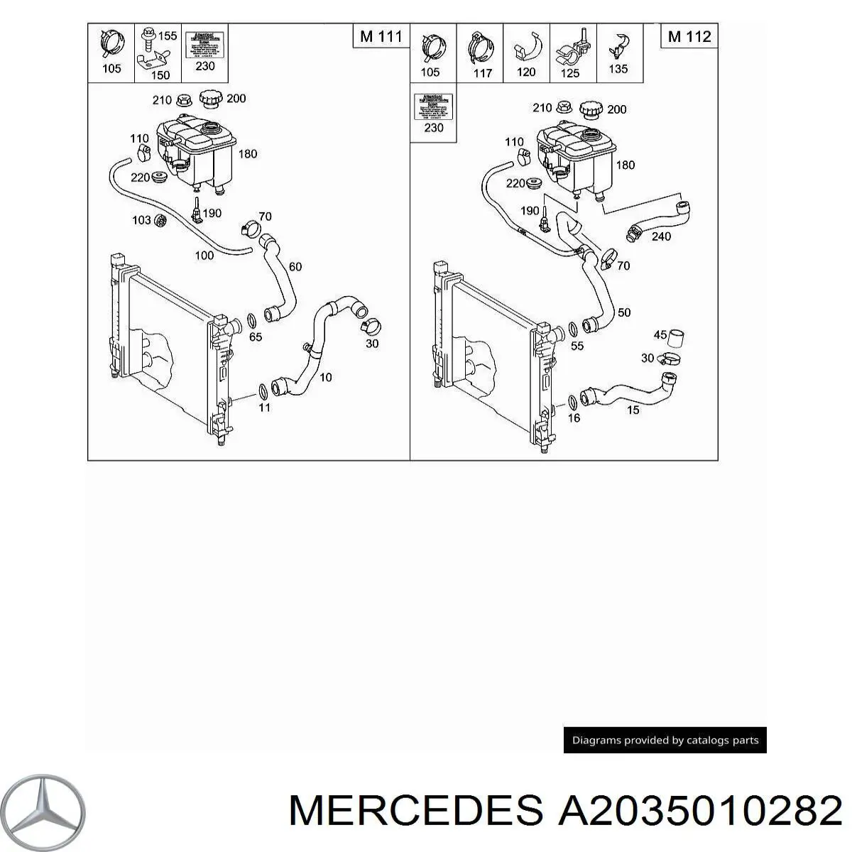 Шланг радиатора, нижний Mercedes A2035010282 цена, от 17.22 USD
