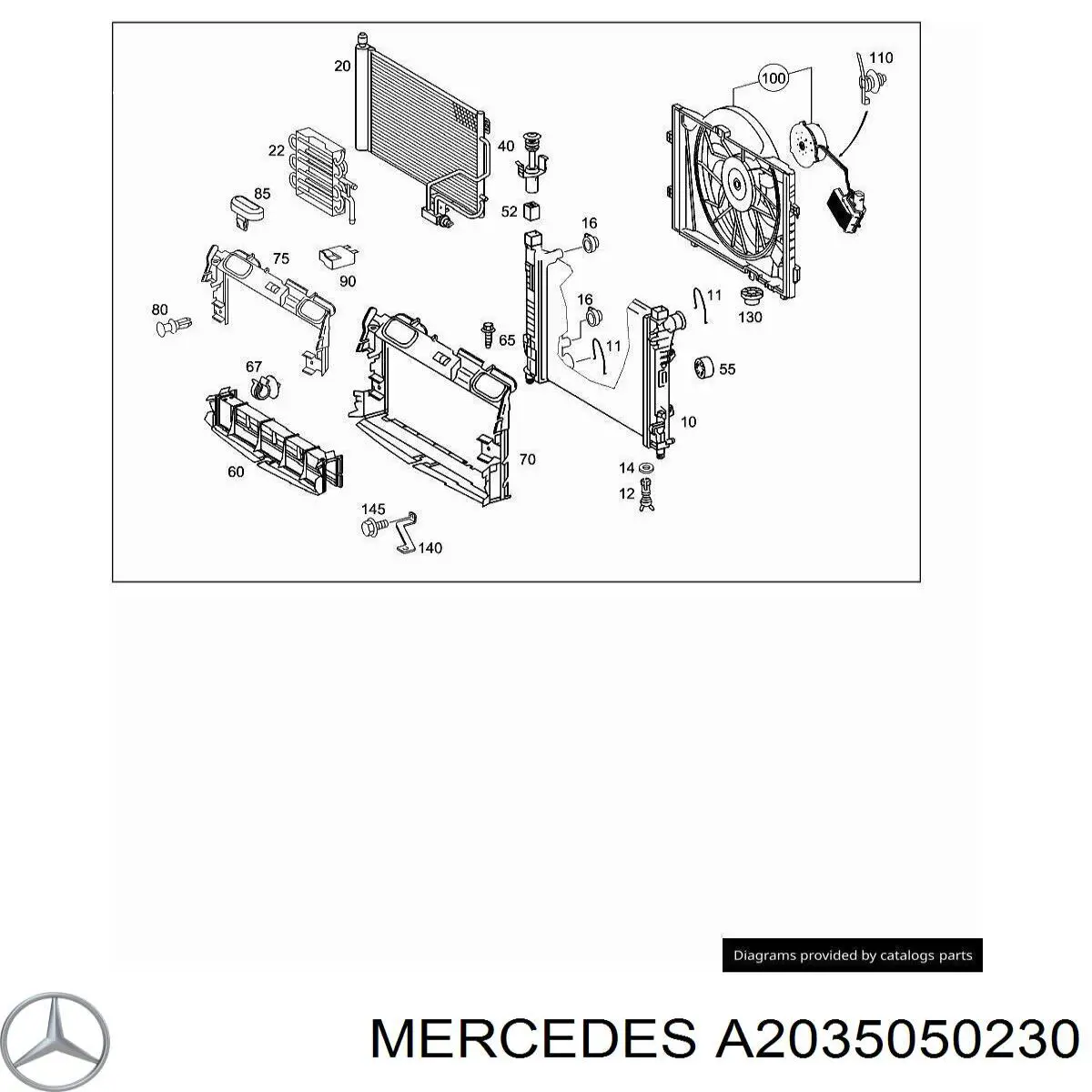 A203505023064 Mercedes perciana do radiador de esfriamento