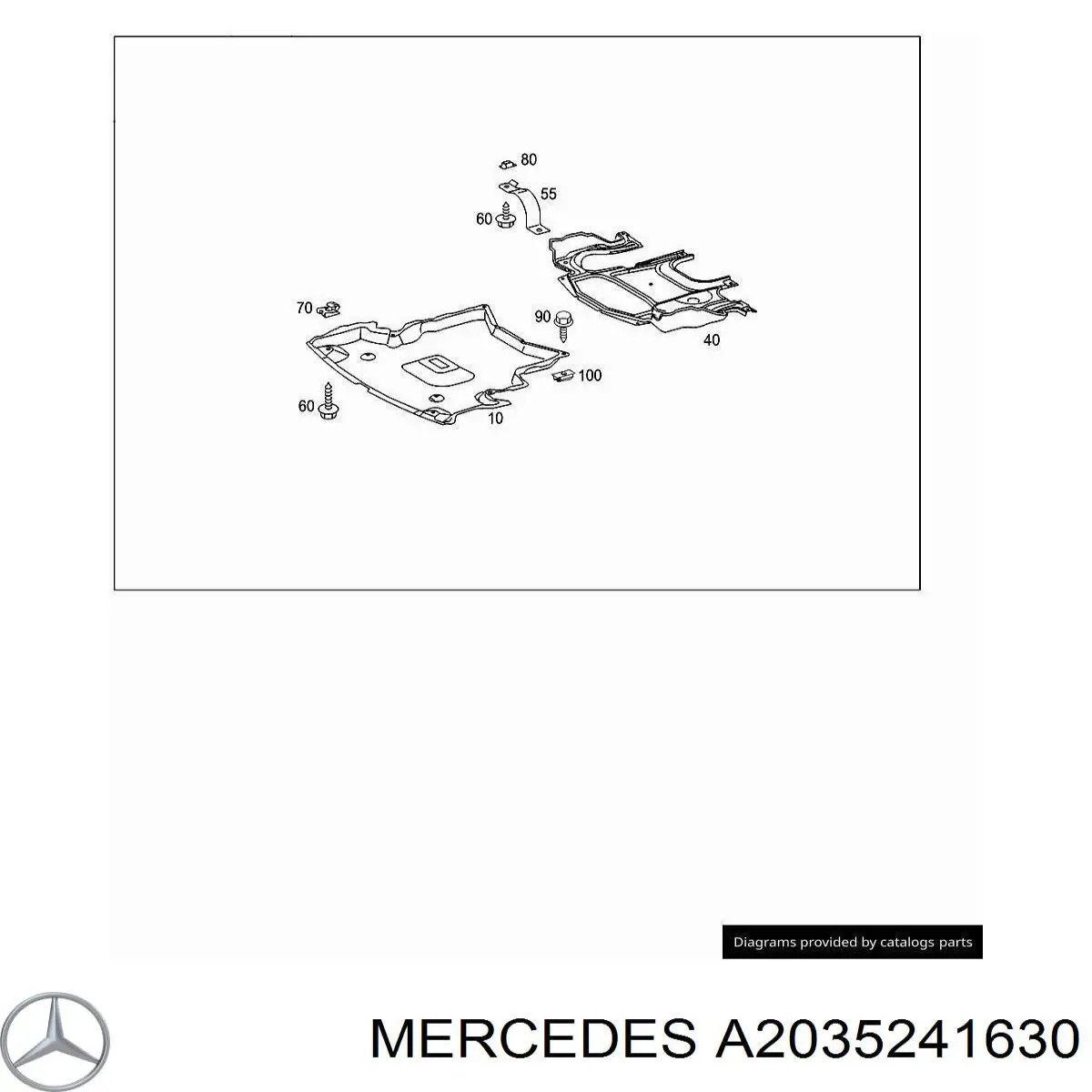 Защита двигателя, поддона (моторного отсека) A2035241630 Mercedes