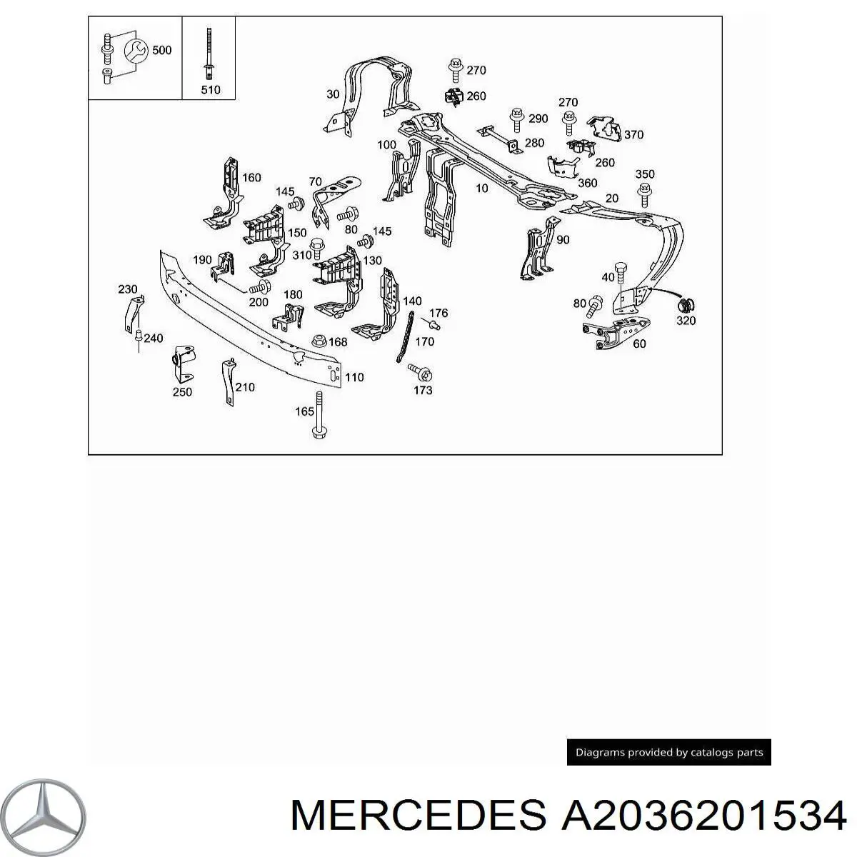 Reforçador do pára-choque dianteiro para Mercedes C (CL203)