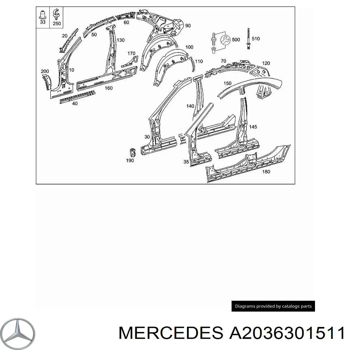 A2036301511 Mercedes стойка кузова центральная левая
